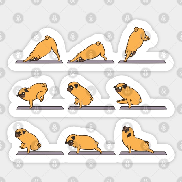 Jump Through Pug Yoga Sticker by huebucket
